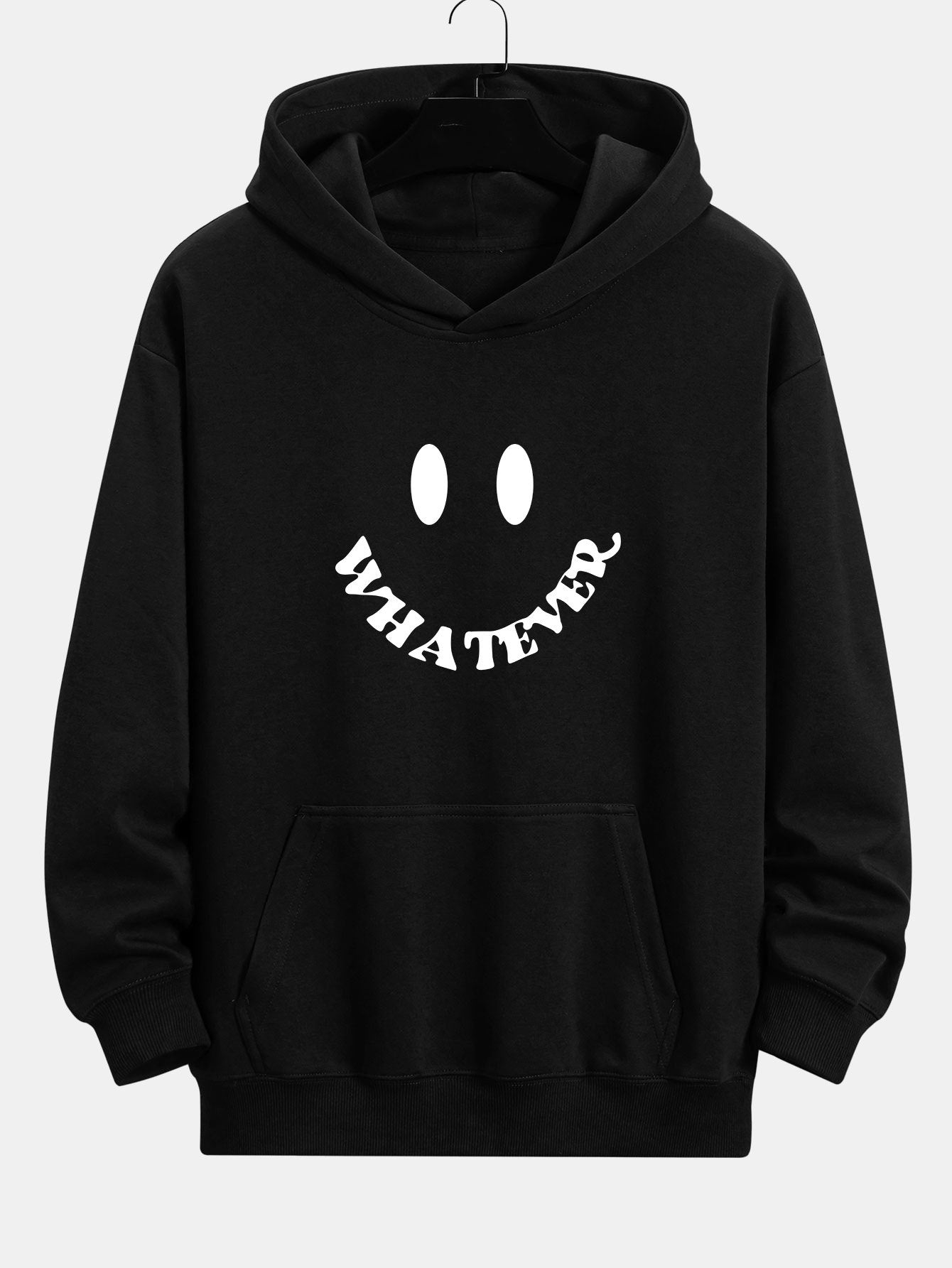 Sweat à capuche décontracté avec slogan imprimé smiley