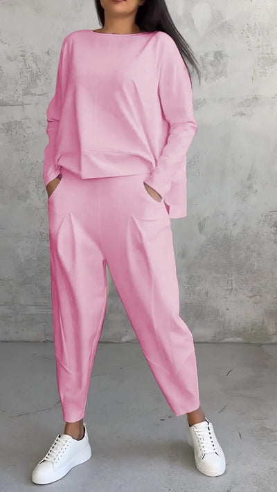 Ensemble Lounge Femme – Coupe Ample – Maille Douce – Pantalon Jambe Droite