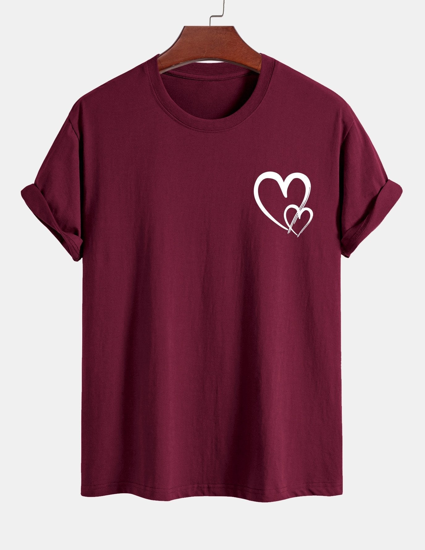 T-shirt en coton à imprimé cœur coupe classique