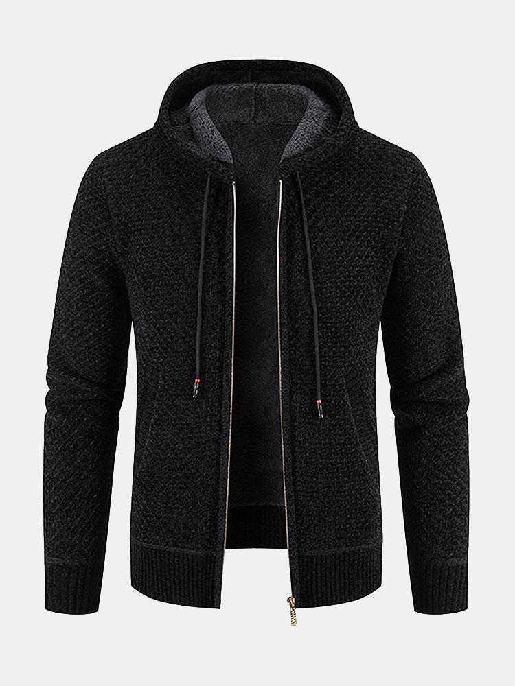 Pull à capuche texturé doublé en peluche