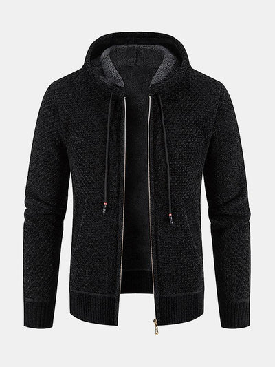 Pull à capuche texturé doublé en peluche