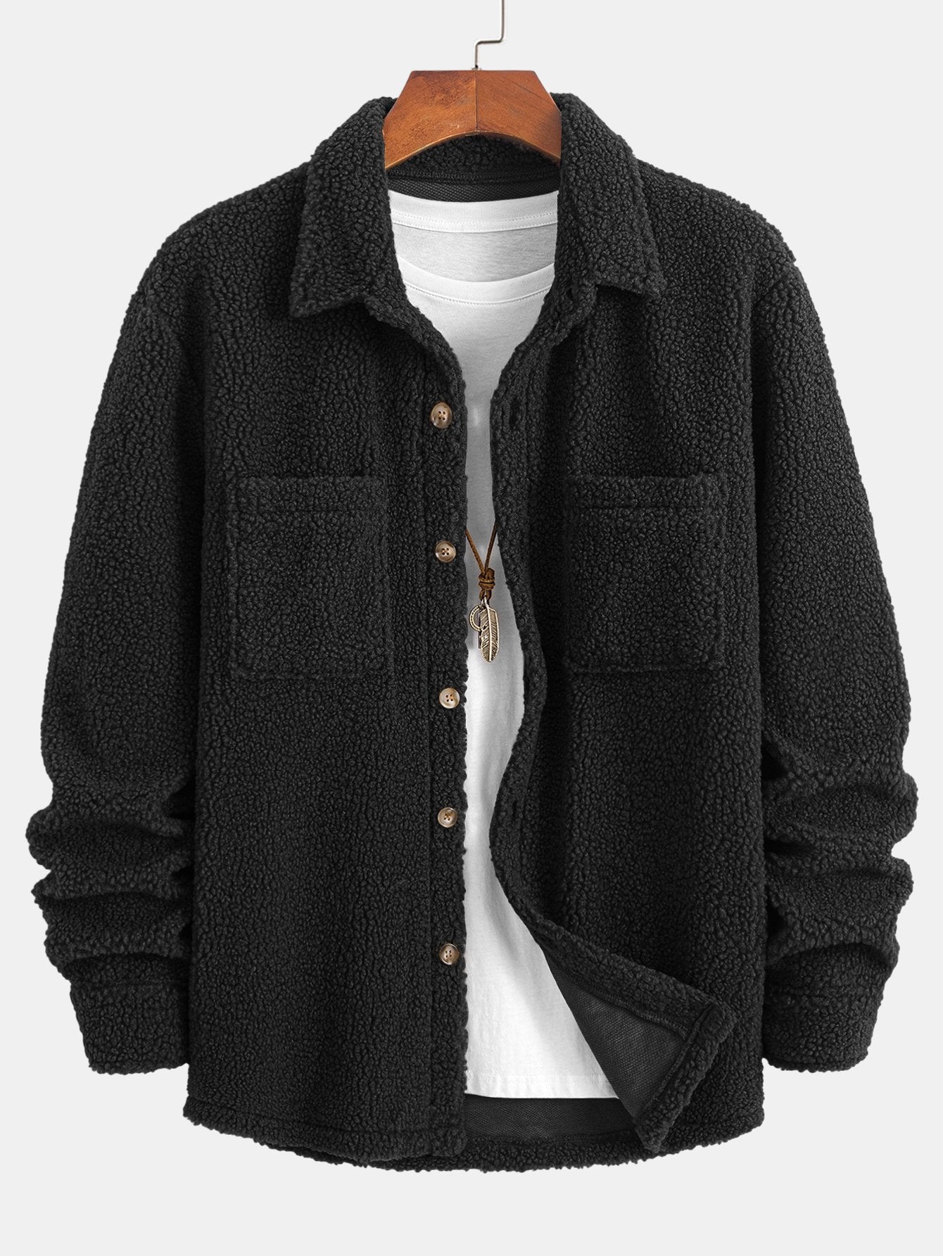 Chemise boutonnée en polaire Teddy