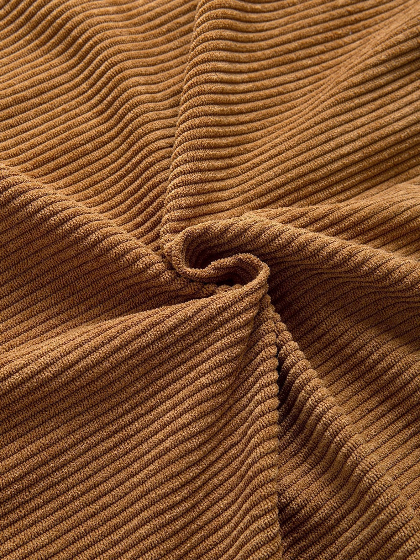 Chemise à capuche en velours côtelé colorblock coupe décontractée et pantalon droit en velours côtelé