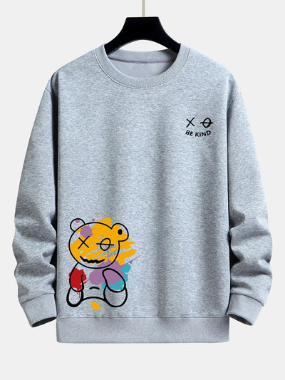 Sweat-shirt décontracté à imprimé ours graffiti