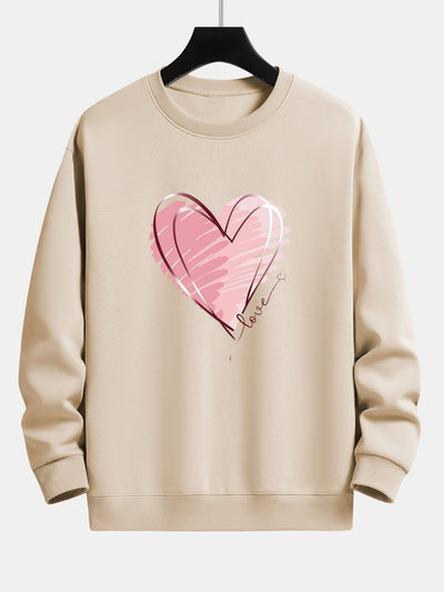 Sweat-shirt décontracté à imprimé cœur Doodle