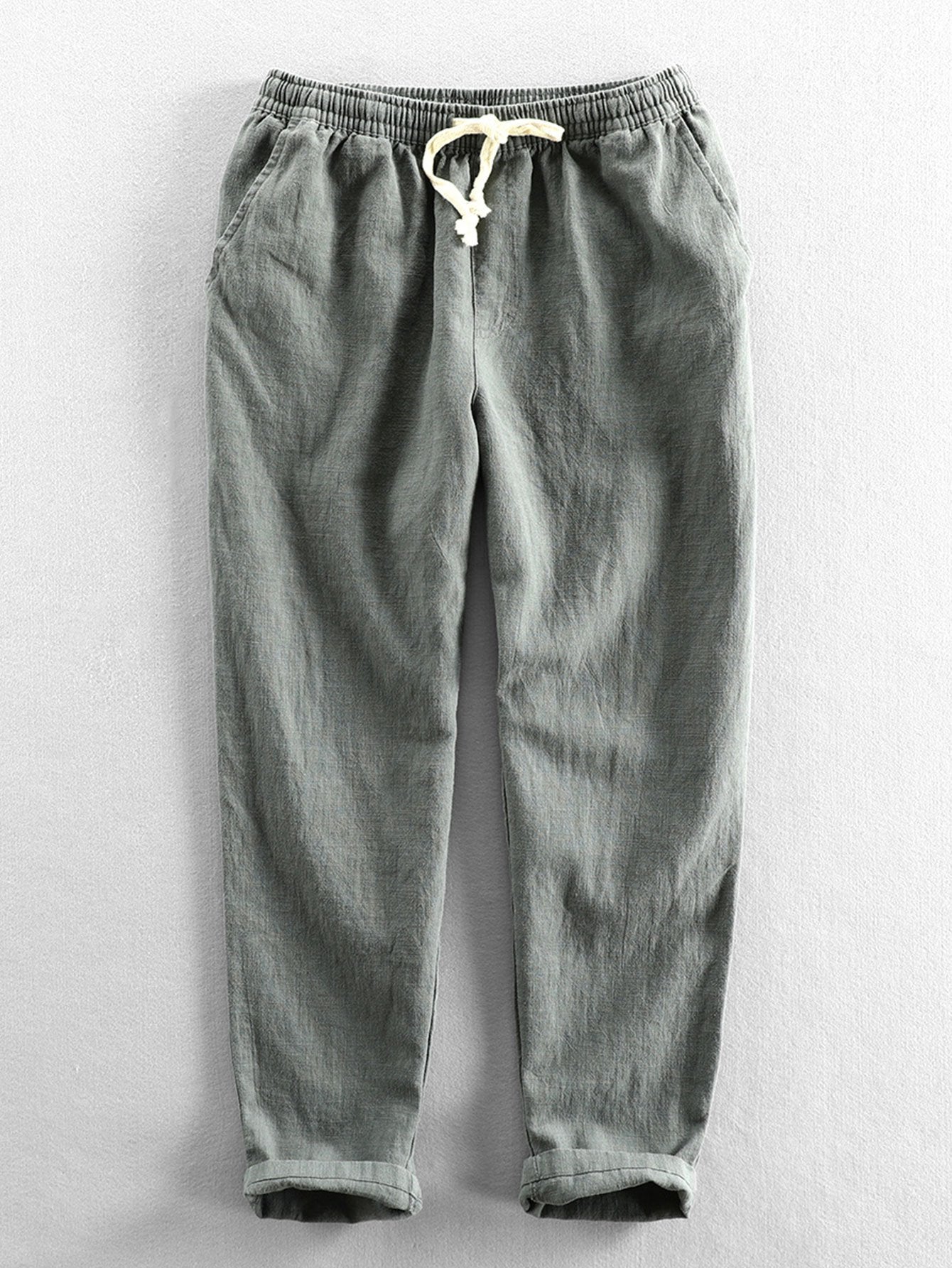Short Décontracté en Lin et Coton Mélangés