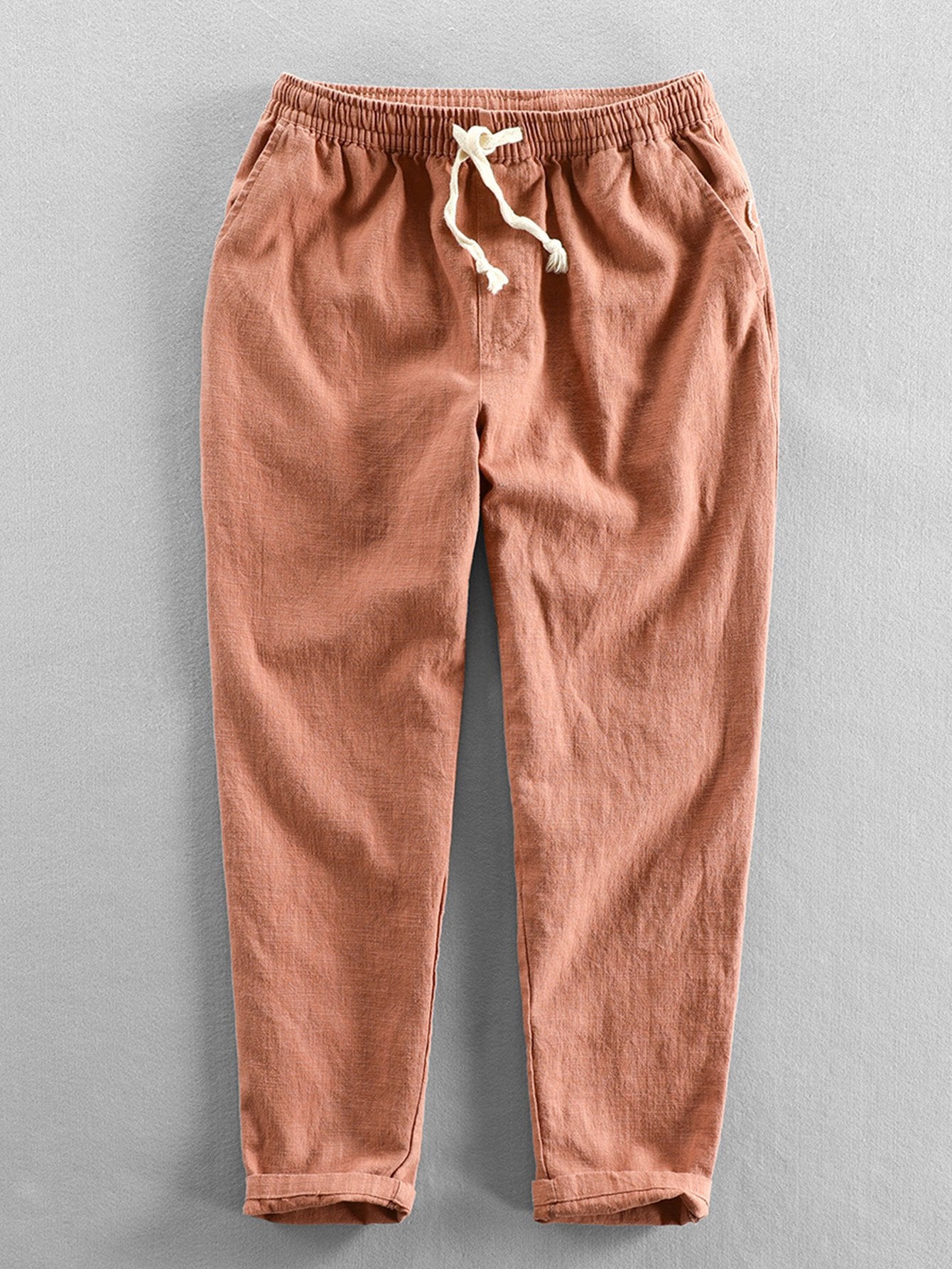 Short Décontracté en Lin et Coton Mélangés