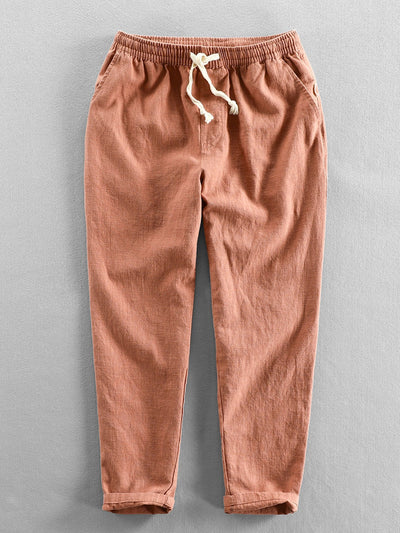 Short Décontracté en Lin et Coton Mélangés