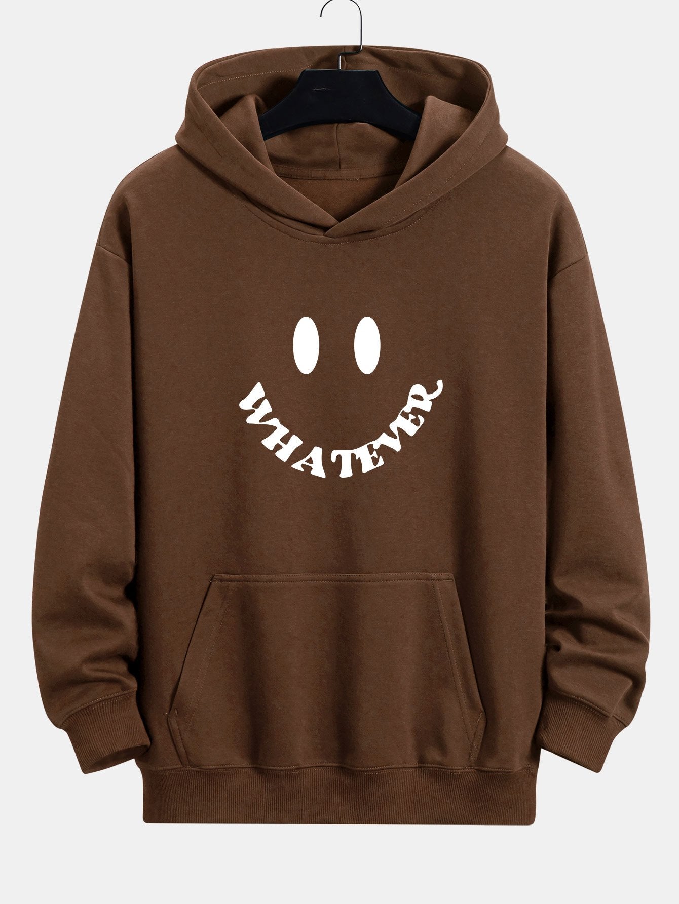 Sweat à capuche décontracté avec slogan imprimé smiley