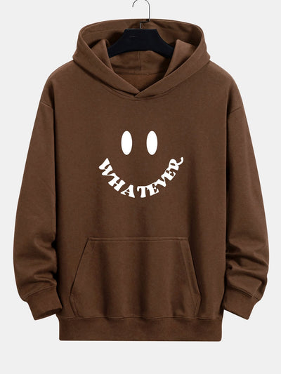 Sweat à capuche décontracté avec slogan imprimé smiley