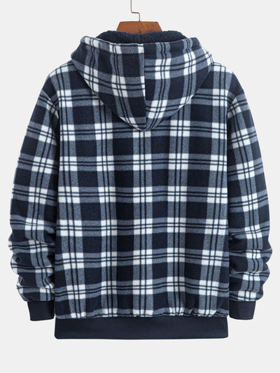 Sweat à capuche en flanelle à carreaux doublé polaire Teddy