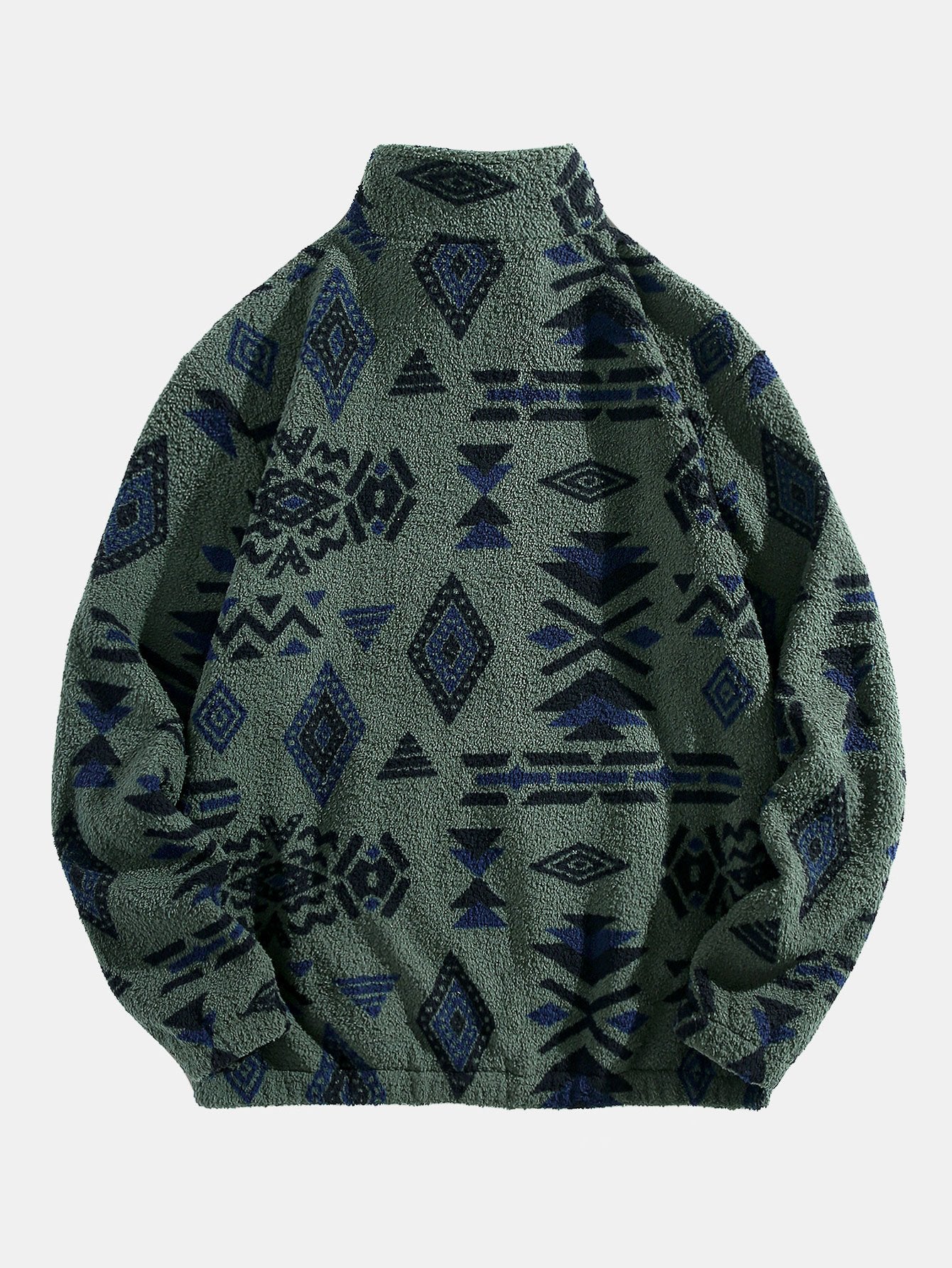 Sweat-shirt Teddy à imprimé aztèque et fermeture éclair quart de tour