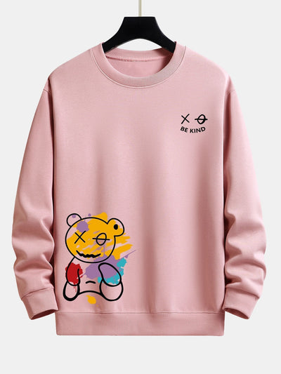 Sweat-shirt décontracté à imprimé ours graffiti