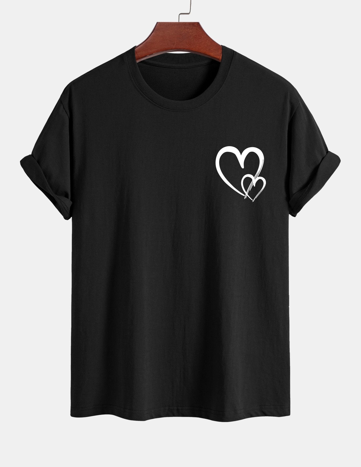 T-shirt en coton à imprimé cœur coupe classique