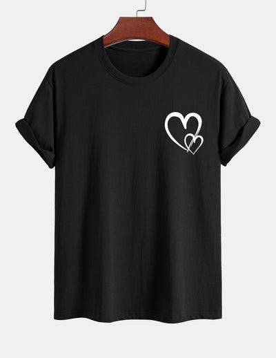 T-shirt en coton à imprimé cœur coupe classique