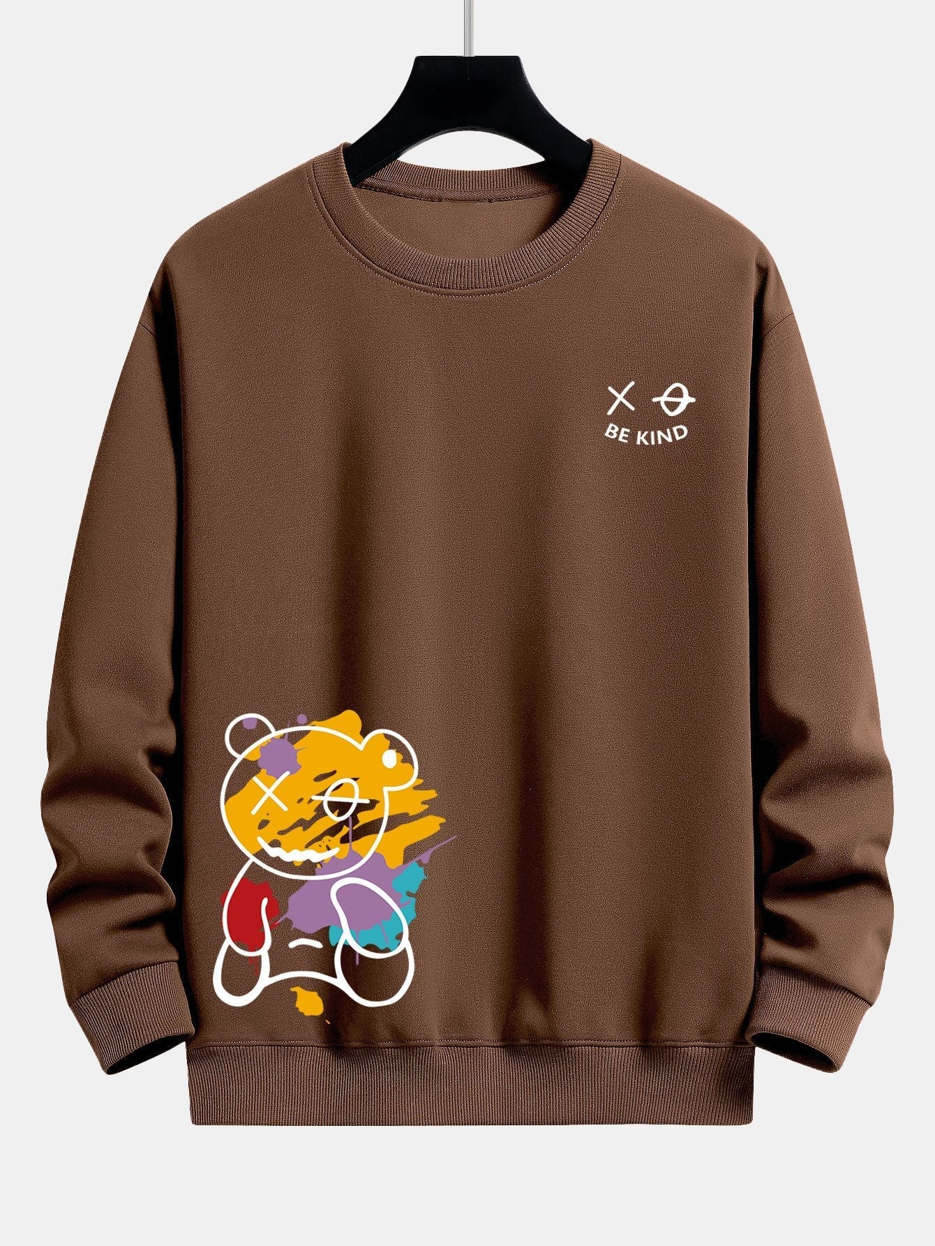 Sweat-shirt décontracté à imprimé ours graffiti