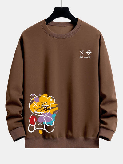Sweat-shirt décontracté à imprimé ours graffiti
