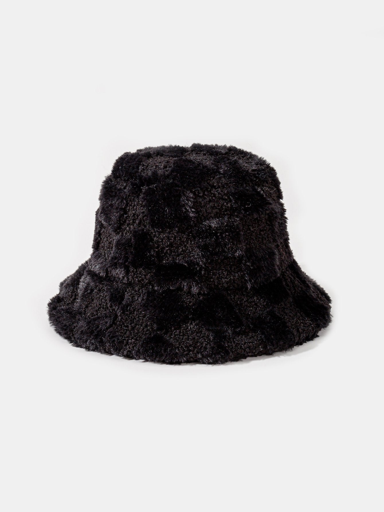 Chapeau bob chaud en fausse fourrure à carreaux