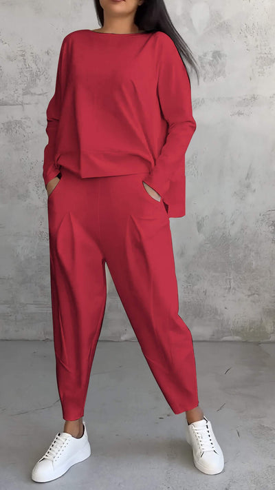 Ensemble Lounge Femme – Coupe Ample – Maille Douce – Pantalon Jambe Droite