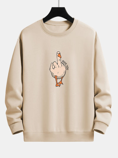 Sweat-shirt décontracté à imprimé oie et slogan