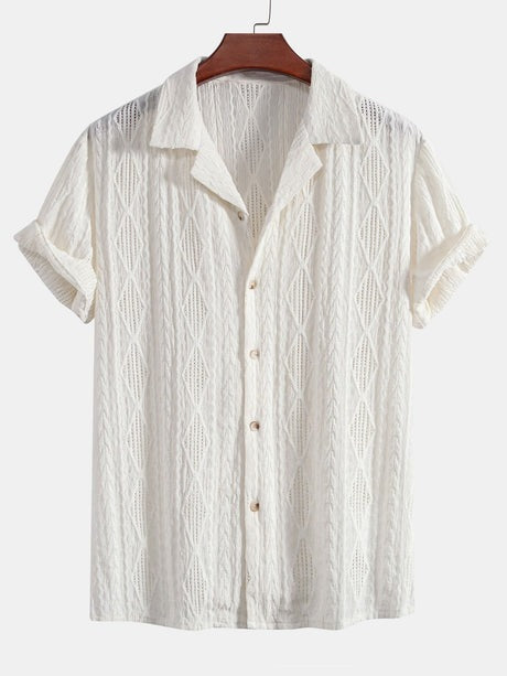 Chemise jacquard cubaine et pantalon en lin