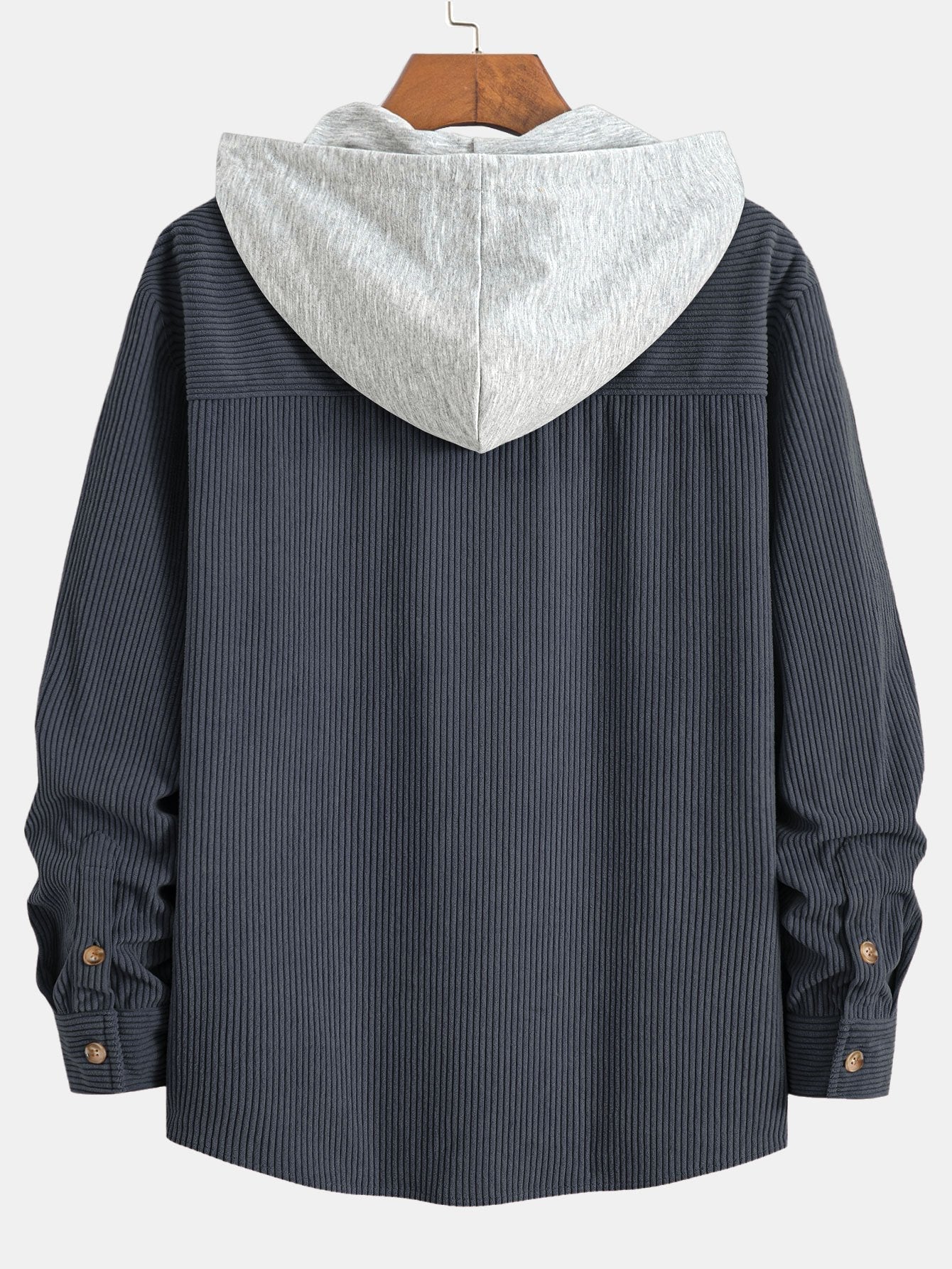 Chemise à capuche en velours côtelé contrasté