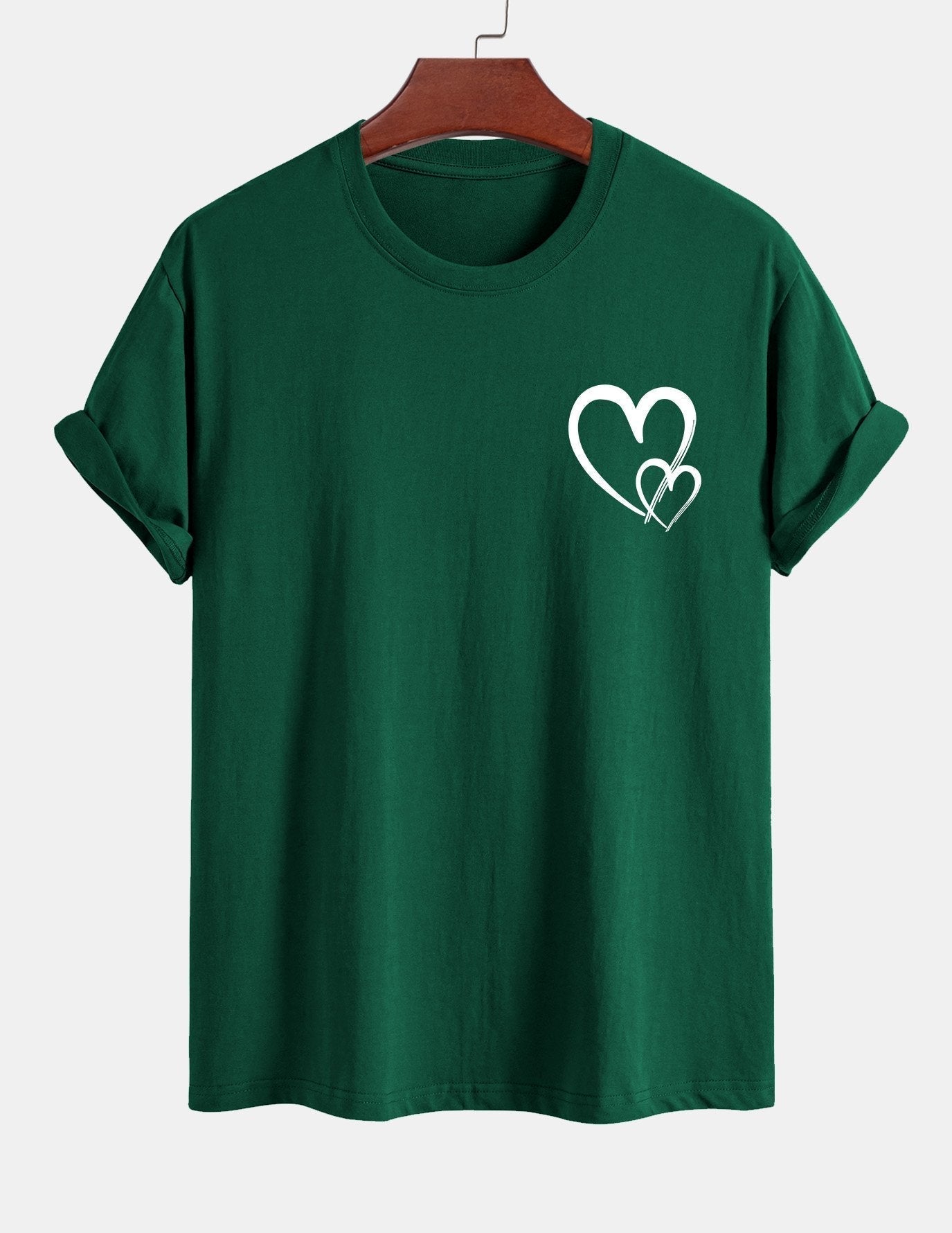 T-shirt en coton à imprimé cœur coupe classique