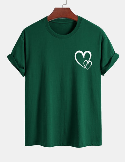 T-shirt en coton à imprimé cœur coupe classique