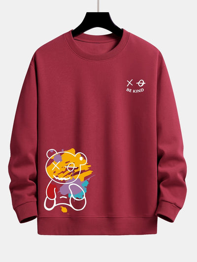 Sweat-shirt décontracté à imprimé ours graffiti