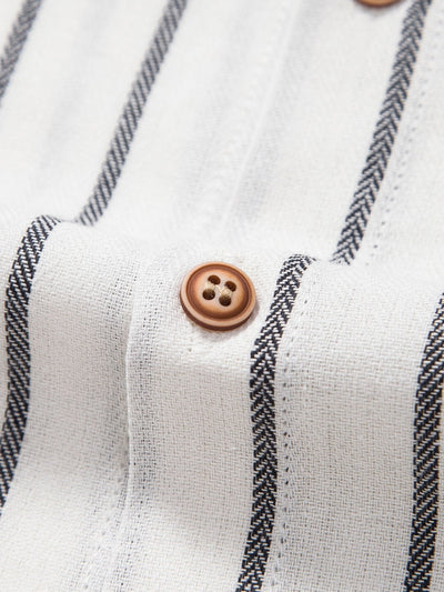 Chemise Rayée en Coton Mélangé à Boutons
