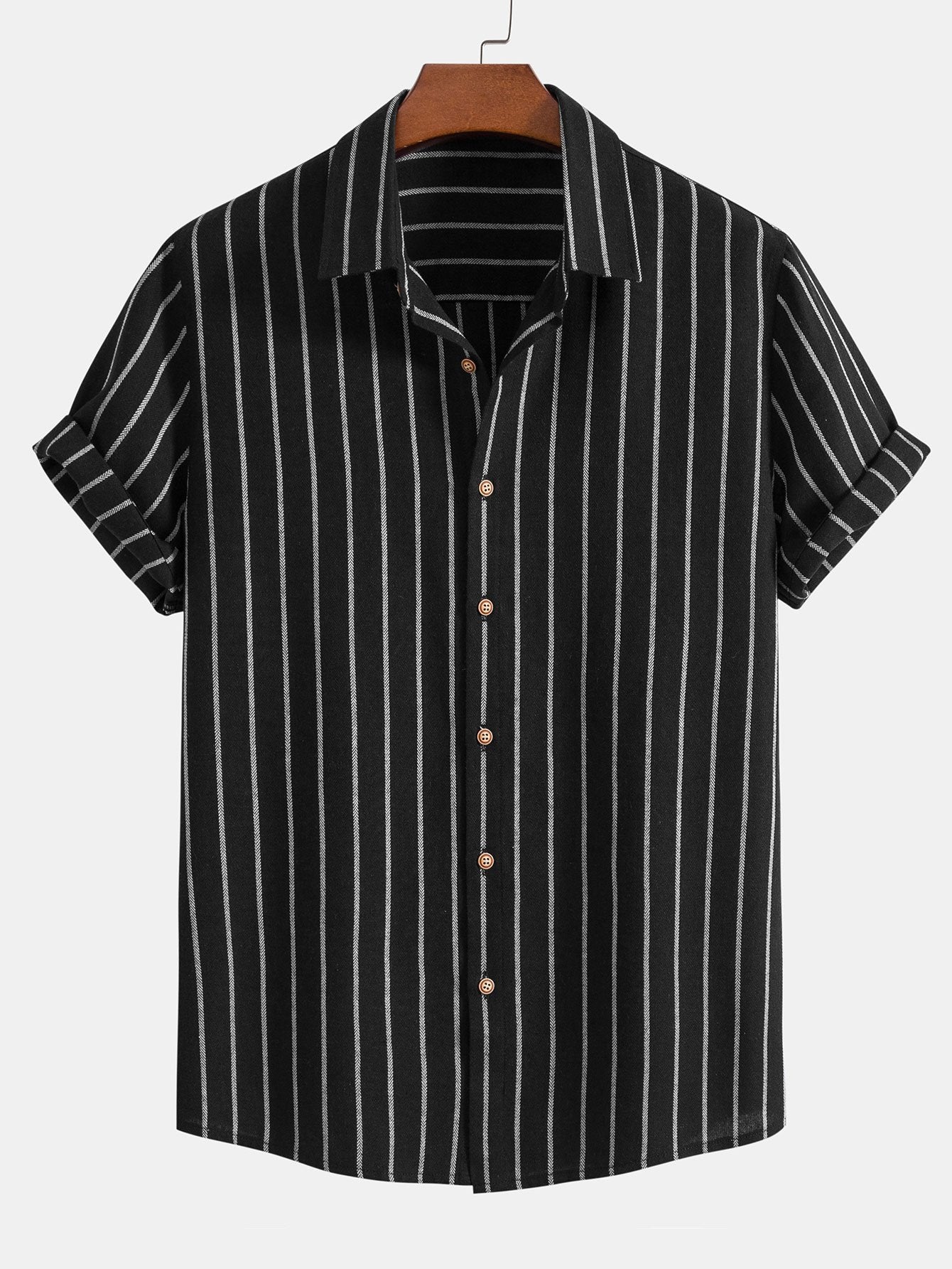 Chemise Rayée en Coton Mélangé à Boutons