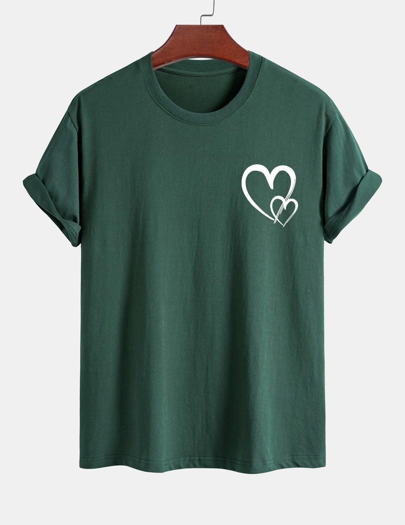 T-shirt en coton à imprimé cœur coupe classique