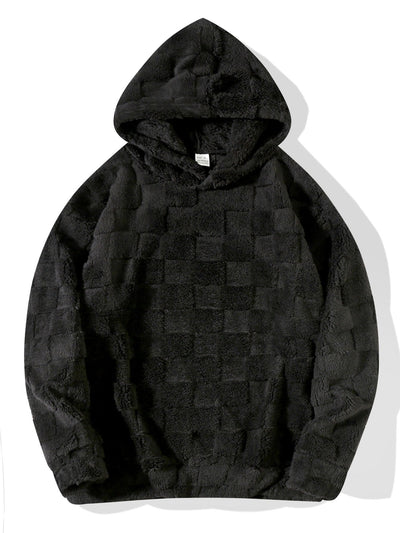 Sweat à capuche Teddy à damier coupe décontractée