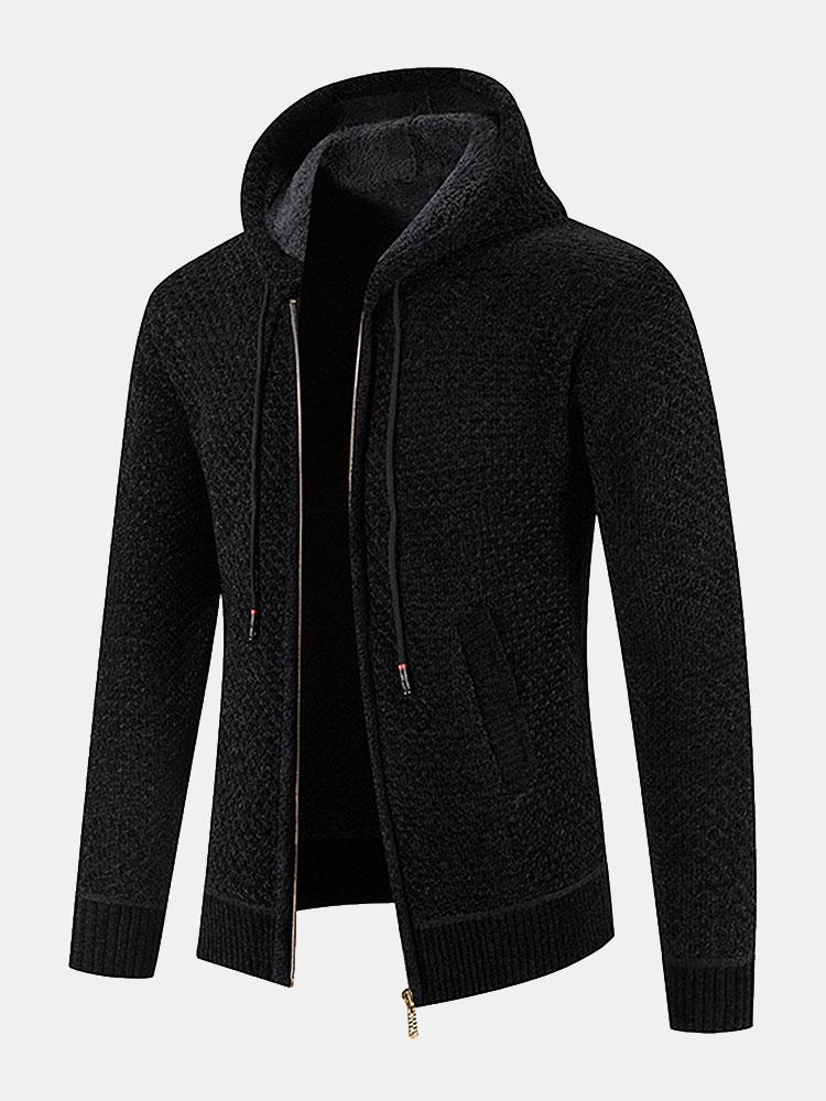 Pull à capuche texturé doublé en peluche