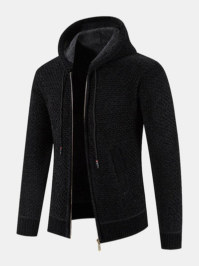 Pull à capuche texturé doublé en peluche