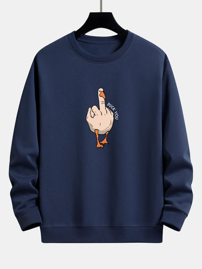Sweat-shirt décontracté à imprimé oie et slogan