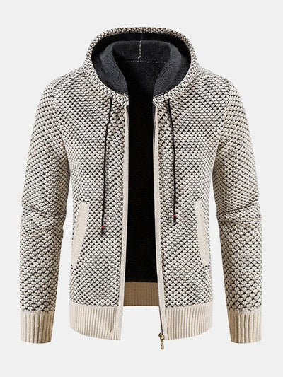 Pull à capuche texturé doublé en peluche