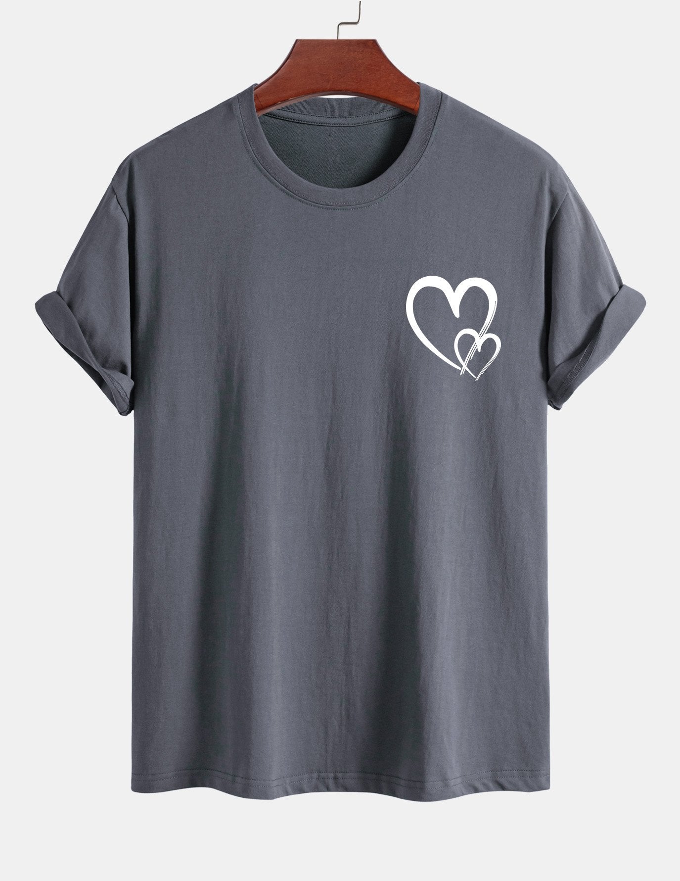 T-shirt en coton à imprimé cœur coupe classique