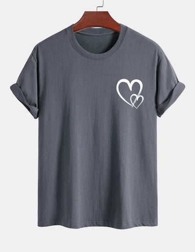 T-shirt en coton à imprimé cœur coupe classique