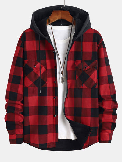 Chemise à capuche doublée de polaire en flanelle