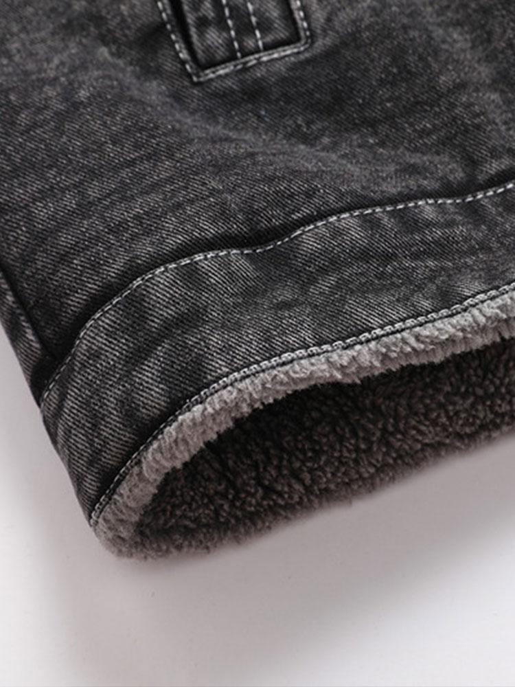 Veste en jean délavée doublée en peluche