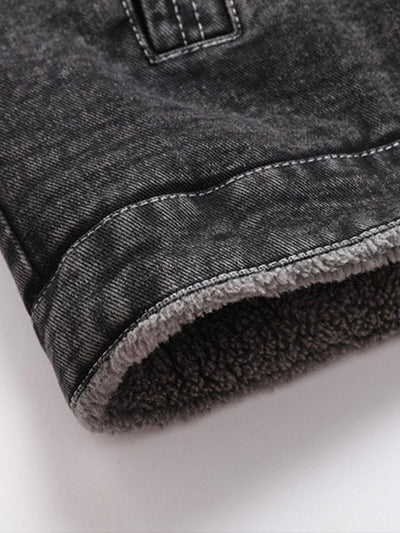 Veste en jean délavée doublée en peluche