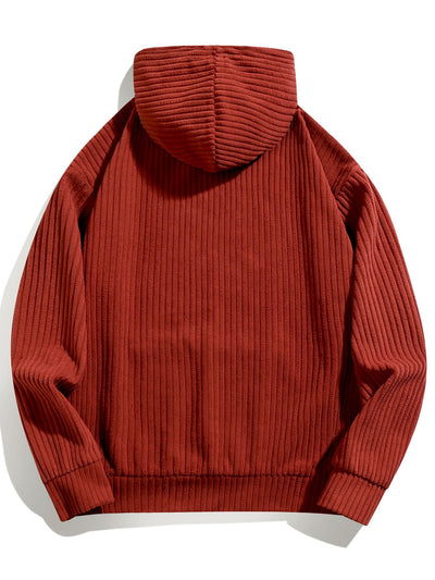 Sweat à capuche en velours côtelé coupe décontractée