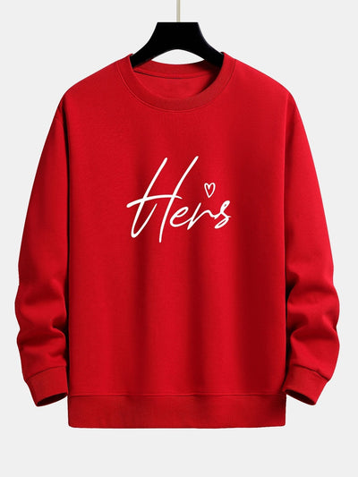 Sweat-shirt décontracté à imprimé couple Hers
