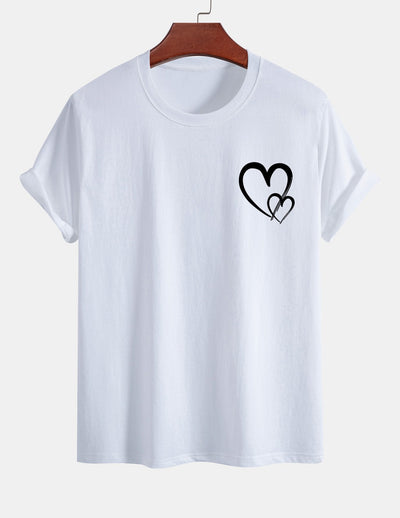 T-shirt en coton à imprimé cœur coupe classique