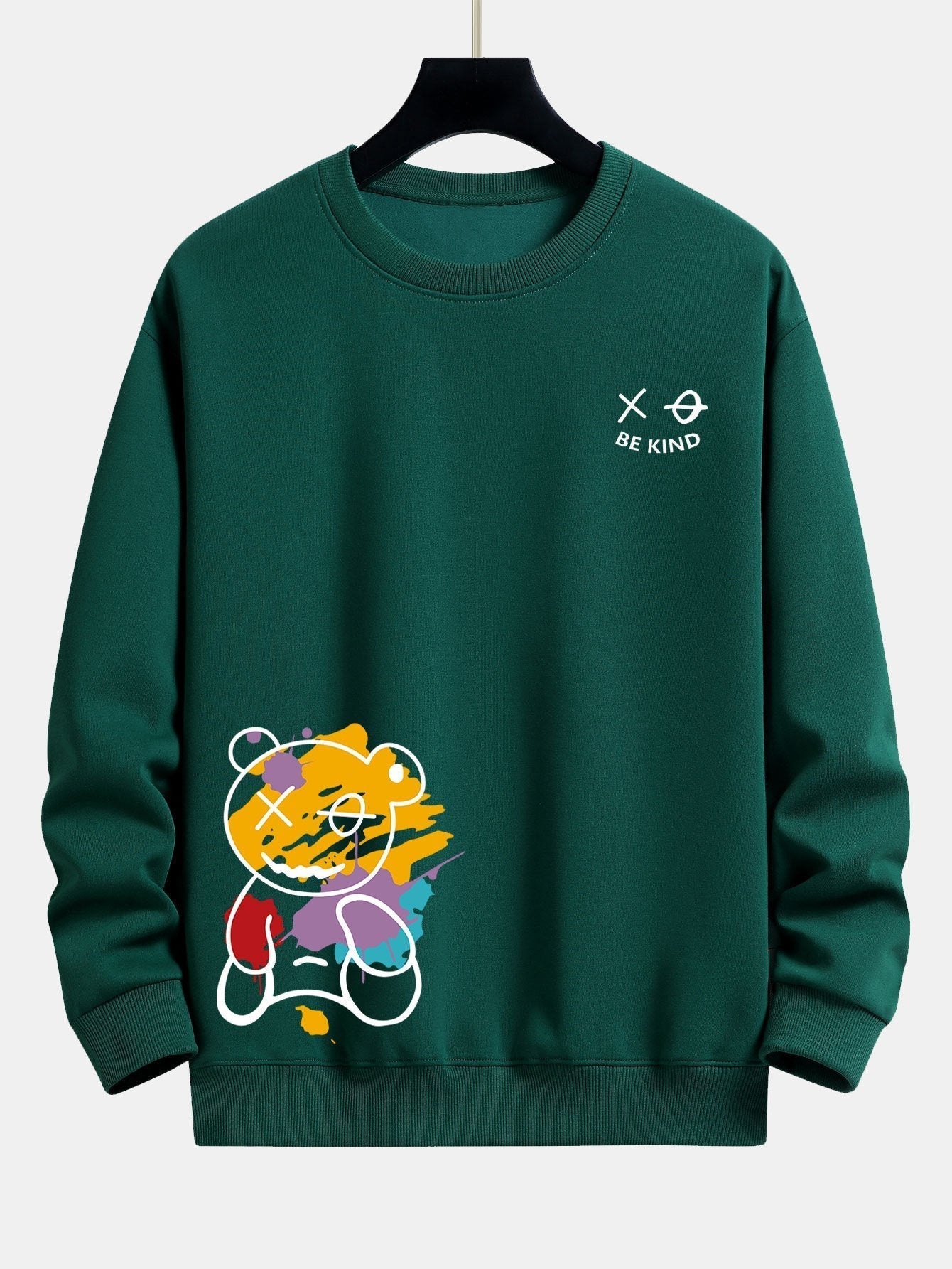 Sweat-shirt décontracté à imprimé ours graffiti