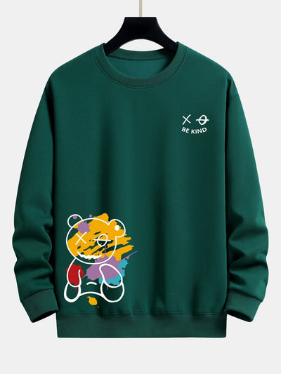 Sweat-shirt décontracté à imprimé ours graffiti