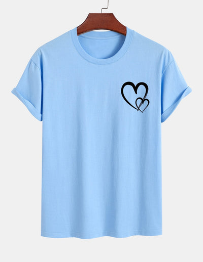 T-shirt en coton à imprimé cœur coupe classique