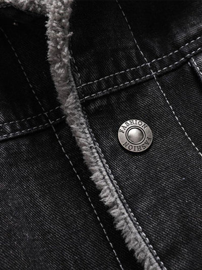 Veste en jean délavée doublée en peluche