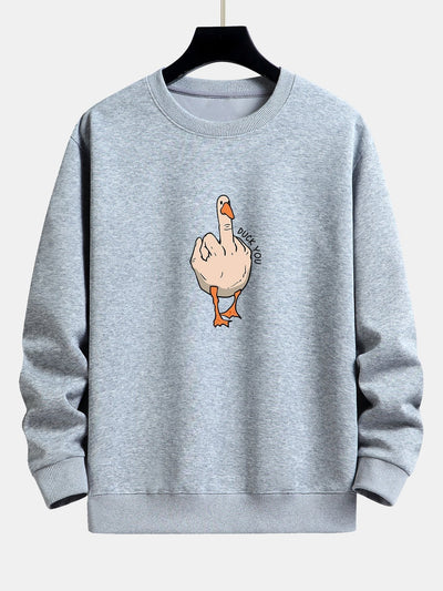 Sweat-shirt décontracté à imprimé oie et slogan
